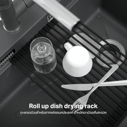 ซิงค์ล้างจานแกรนิตม่ายน้ำตก 1 หลุม หินแกรนิตสังเคราะห์ EVE รุ่น ROMA 750/480 SUPER GREY ขนาด 75 ซม. สีเทา_2